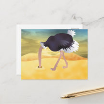 Cartoon Strauß mit Kopf in Sand