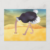 Cartoon Strauß mit Kopf in Sand Postkarte (Vorderseite)