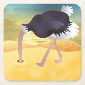 Cartoon Strauß mit Kopf in Sand Rechteckiger Pappuntersetzer (Vorderseite)