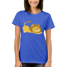 Cartoon Stretching Lion Women T - Shirt