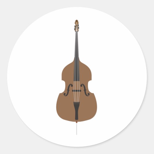 Cartoon Style Double Bass Runder Aufkleber (Vorderseite)
