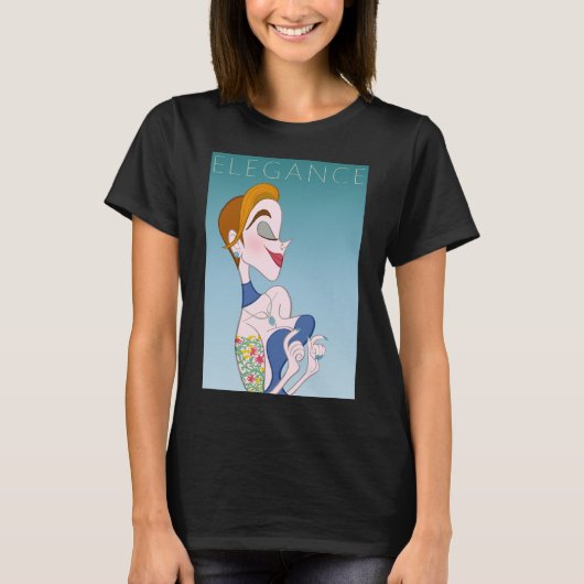 Cartoon Style Elegante Frau T-Shirt (Vorderseite)
