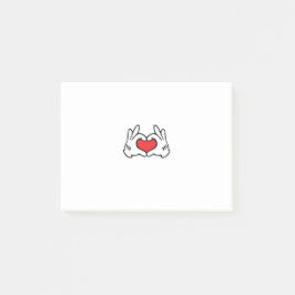 Cartoon Style Hand Liebe Herz Post-it Klebezettel