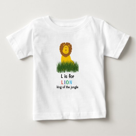 Cartoon Style L is for Lion Alphabet Baby T - Shir Baby T-shirt (Vorderseite)