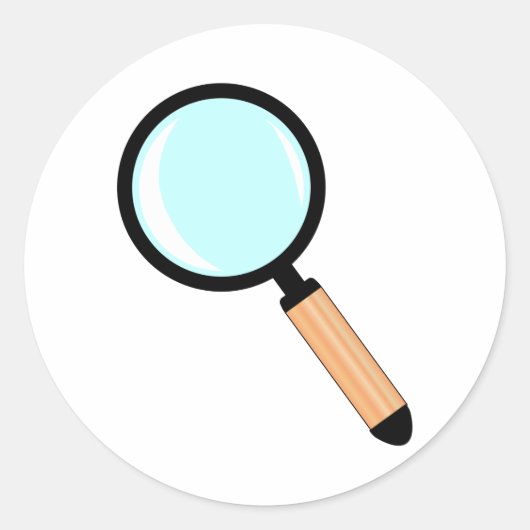 Cartoon Style Magnifying Glass Runder Aufkleber (Vorderseite)