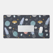 Cartoon Style Planets and Space Rockets Pattern Schreibtischunterlage (Tastatur & Maus)