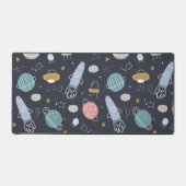Cartoon Style Planets and Space Rockets Pattern Schreibtischunterlage (Vorderseite)