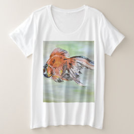 Cartoon Style Ryukin Goldfish Acrylmalerei Große Größe T-Shirt