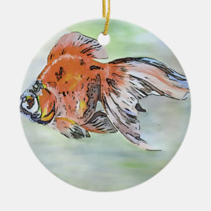 Cartoon Style Ryukin Goldfish Acrylmalerei Keramik Ornament
