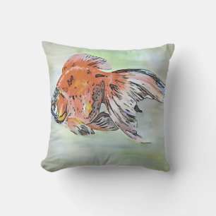 Cartoon Style Ryukin Goldfish Acrylmalerei Kissen
