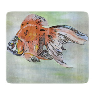 Cartoon Style Ryukin Goldfish Acrylmalerei Schneidebrett