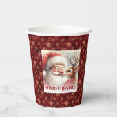 Cartoon Style Santa Claus Rudolph Christmas Cups Pappbecher (Rückseite)