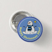 Cartoon Style Snowman zu Weihnachten Button (Vorne & Hinten)