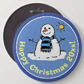 Cartoon Style Snowman zu Weihnachten Button (Vorne & Hinten)