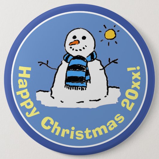 Cartoon Style Snowman zu Weihnachten Button (Vorderseite)