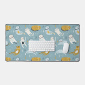 Cartoon Style Space Cats Pattern Schreibtischunterlage (Tastatur & Maus)