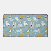Cartoon Style Space Cats Pattern Schreibtischunterlage (Vorderseite)