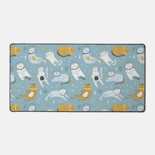 Cartoon Style Space Cats Pattern Schreibtischunterlage (Vorderseite)