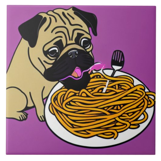 Cartoon Style Spaghetti Mops 2 Fliese (Vorderseite)