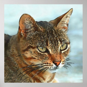 Cartoon Style Tabby Cat RB Poster