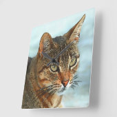 Cartoon Style Tabby Cat RB Quadratische Wanduhr (Winkel)