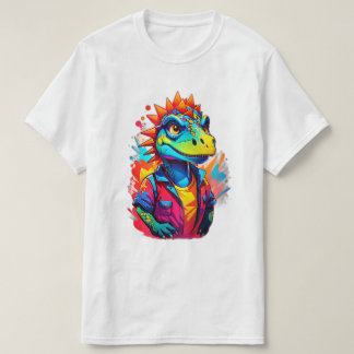 Cartoon Style Vibrannt Dinosaur Pouting T - Shirt