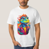 Cartoon Style Vibrannt Dinosaur Pouting T - Shirt (Vorderseite)