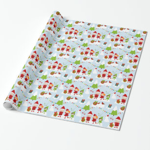 Cartoon Style White Christmas Geschenkpapier