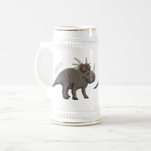 Cartoon Styracosaurus Bierglas (Vorderseite Links)