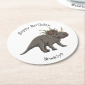 Cartoon Styracosaurus Runder Pappuntersetzer (Angewinkelt)