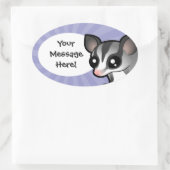 Cartoon Sugar Glider Ovaler Aufkleber (Tasche)