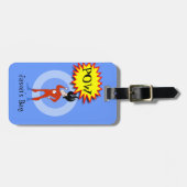 Cartoon Super Hero Gepäcktag Gepäckanhänger (Vorderseite horizontal)