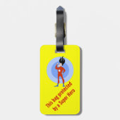 Cartoon Super Hero Gepäcktag Gepäckanhänger (Rückseite vertikal)