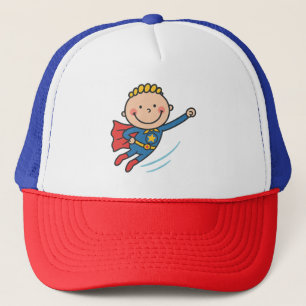 Cartoon Superhero Boy Flying Kids T - Shirt Truckerkappe