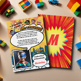 Cartoon Superhero Comic Book Foto Danke Karte