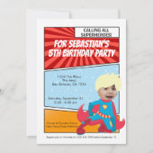 Cartoon Superhero Comic Geburtstagsparty (blond) Einladung (Vorderseite)