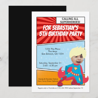 Cartoon Superhero Comic Geburtstagsparty (blond) Einladung