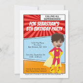 Cartoon Superhero Novelty Comic Geburtstagsparty Einladung (Vorderseite)