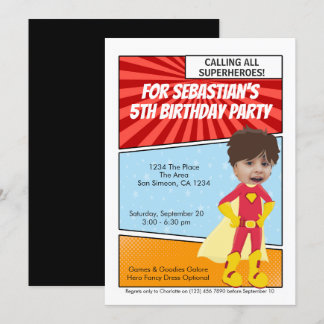 Cartoon Superhero Novelty Comic Geburtstagsparty Einladung