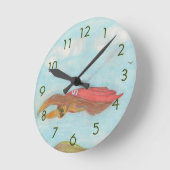 Cartoon Superslohr Runde Wanduhr (Winkel)