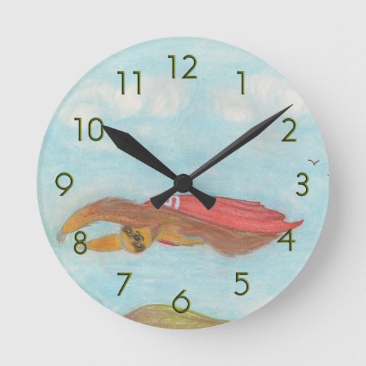 Cartoon Superslohr Runde Wanduhr (Vorderseite)