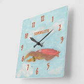 Cartoon Supersloth clock Quadratische Wanduhr (Winkel)