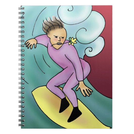 Cartoon Surfer Notizblock (Vorderseite)