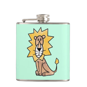 Cartoon süßer Löwe Kinder Retro Safari Dschungel T Flachmann