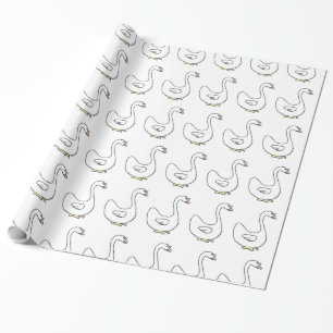 Cartoon Swan Graceful White Bird Design Geschenkpapier