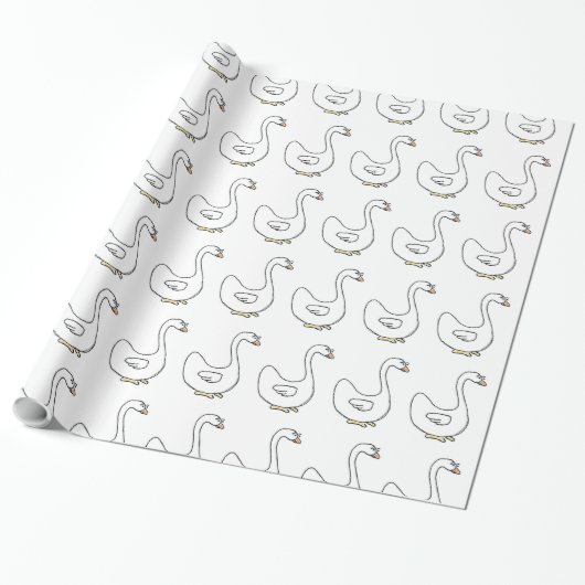 Cartoon Swan Graceful White Bird Design Geschenkpapier (Ungerollt)