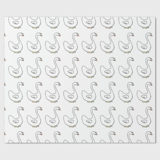 Cartoon Swan Graceful White Bird Design Geschenkpapier (Flach)