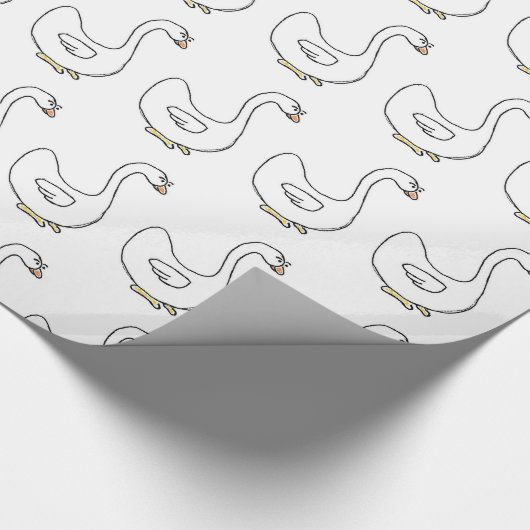 Cartoon Swan Graceful White Bird Design Geschenkpapier (Ecke)