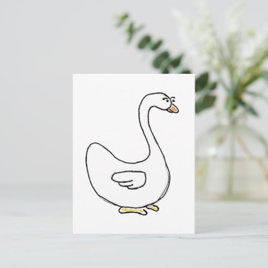 Cartoon Swan Graceful White Bird Design Postkarte (Stehend Vorderseite)