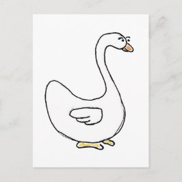 Cartoon Swan Graceful White Bird Design Postkarte